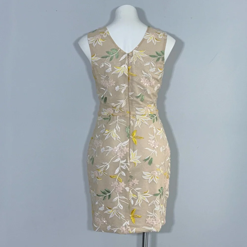 Dress the Population Embroidered Floral Sequin Sheath Mini Dress V-Neck Size M - Picture 9 of 16
